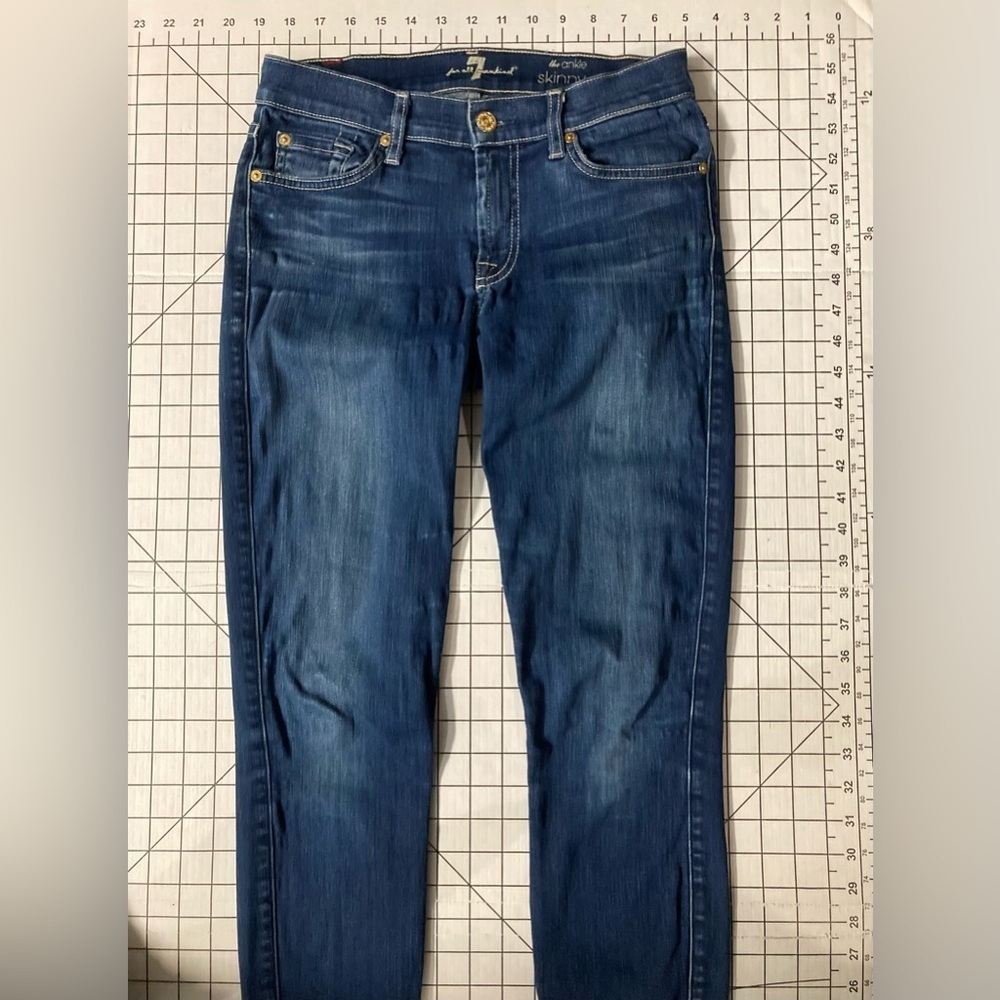 7 For‎ All Mankind Women’s Size 27 Blue Ankle Skinny Jeans - Picture 2 of 9
